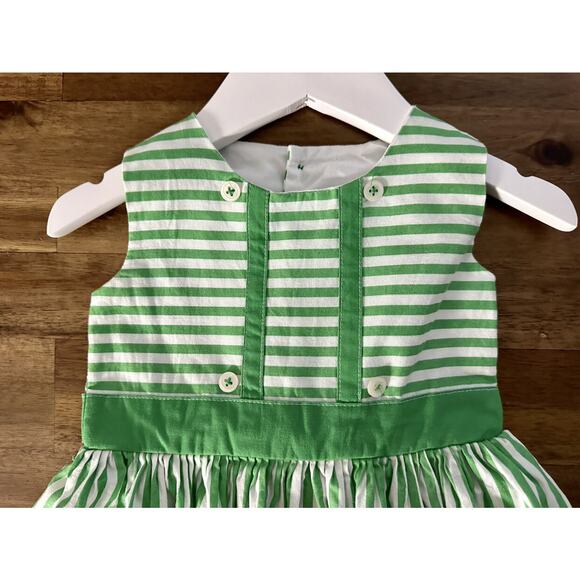 Cheeky Plum Green Striped Sleeveless Cotton Dress Baby 18/24M - Picture 5 of 10